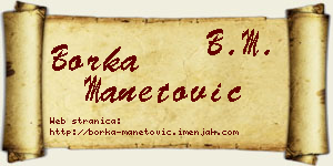 Borka Manetović vizit kartica